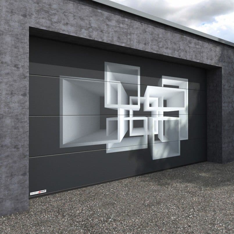 Темные ворота с абстракцией белого цвета