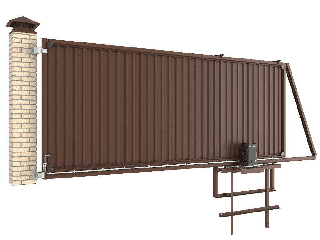 Откатные уличные ворота с заполнением revolution-sld